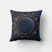 ネイビーエレガントブルーフローラタフテッド クッション (裏面)