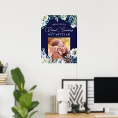 ネイビーエレガントブルーフローラバルミツワーへようこそ ポスター (ホームオフィス)