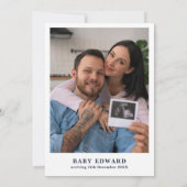 ネイビーエレガントブルーフローラフォトベビーシャワー 招待状 (裏面)