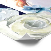 ネイビーエレガントブルーフローラ写真バルミツワーへようこそ ポスター (角)