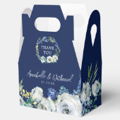 ネイビーエレガントブルーフローラ冬モダンの結婚式 フェイバーボックス (オープン)