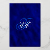 ネイビーエレガントブルーフローラ結婚ズ金ゴールド 箔招待状 (裏面)