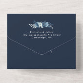 ネイビーエレガントブルーフローラ結婚ズ オールインワン招待状 (裏面)
