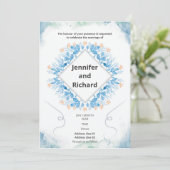 ネイビーエレガントブルーフローラ結婚式招待状 招待状 (スタンド正面)