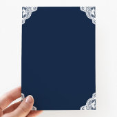 ネイビーエレガントブルーブルゴーニュフローラ誕生日 招待状