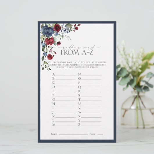 ネイビーエレガントブルーブルゴーニュブライダルシャワーゲーム (スタンド正面)