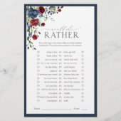 ネイビーエレガントブルーブルゴーニュブライダルシャワーゲーム (正面)