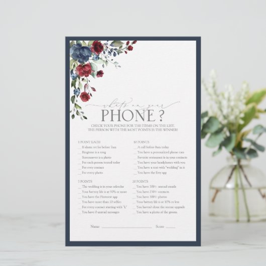 ネイビーエレガントブルーブルゴーニュブライダルシャワーゲーム (スタンド正面)