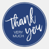 ネイビーエレガントブルーホワイトありがとうございました ラウンドシール (正面)