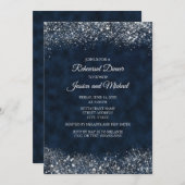 ネイビーエレガントブルーホワイトスタードリハ結婚ーサル 招待状 (正面/裏面)