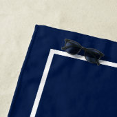 ネイビーエレガントブルーホワイトパームツリパーソナライズされたー ビーチタオル (インサイチュ)