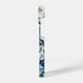 ネイビーエレガントブルーホワイトフローラウィンターモノグラム iPhoneケース (左側面)