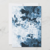 ネイビーエレガントブルーホワイトフローラスクリプトハート写真 セーブザデート (裏面)