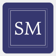 ネイビーエレガントブルーホワイトモノグラム結婚ズ