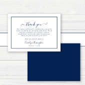 ネイビーエレガントブルーホワイト悔やみや弔慰ありがとう サンキューカード