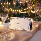 ネイビーエレガントブルーホワイト金ゴールドボタニッ結婚クス プレイスカード