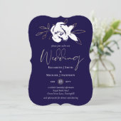 ネイビーエレガントブルーホワイト金ゴールド結婚ズ (スタンド正面)