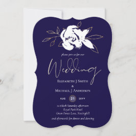 ネイビーエレガントブルーホワイト金ゴールド結婚ズ