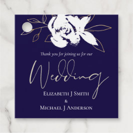 ネイビーエレガントブルーホワイト金ゴールド結婚ズ フェイバータグ