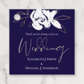 ネイビーエレガントブルーホワイト金ゴールド結婚ズ フェイバータグ (正面)