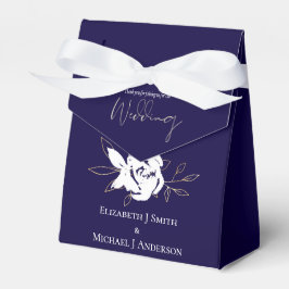 ネイビーエレガントブルーホワイト金ゴールド結婚ズ フェイバーボックス