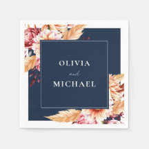 ネイビーエレガントブルーボホシックフローラズ結婚