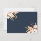 ネイビーエレガントブルーボホシックフローラズ結婚 出欠カード (裏面)