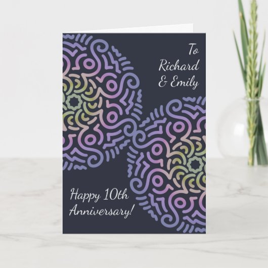 ネイビーエレガントブルーボホマンダ結婚ラ記念日 カード (正面)