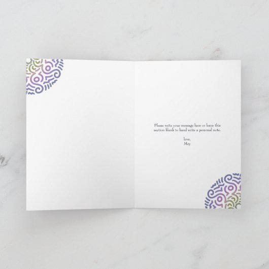 ネイビーエレガントブルーボホマンダ結婚ラ記念日 カード (内部)