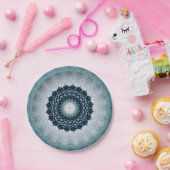 ネイビーエレガントブルーマンダラ ペーパープレート (パーティー)