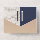 ネイビーエレガントブルーマーブル結婚ズ オールインワン招待状 (裏面)