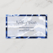 ネイビーエレガントブルーマーブル絞り染めの結婚ウェブサイト エンクロージャーカード (正面)