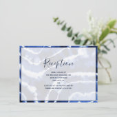 ネイビーエレガントブルーマーブル絞り染めウェディングレセプション エンクロージャーカード (スタンド正面)