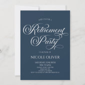 ネイビーエレガントブルーミニマリスト退職パーティー 招待状 (正面)