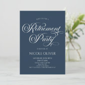 ネイビーエレガントブルーミニマリスト退職パーティー 招待状 (スタンド正面)