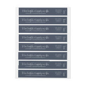 ネイビーエレガントブルーミニマルシンプルラリスト結婚スクリプト ラップアラウンドラベル (シート)