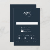 ネイビーエレガントブルーミニマル結婚リスト 出欠カード (正面/裏面)