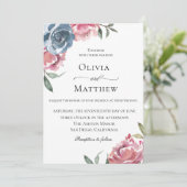 ネイビーエレガントブルームーヴボタニカル結婚ズ 招待状 (スタンド正面)