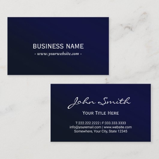 ネイビーエレガントブルーメタリックプロフェッショナル 名刺 (正面/裏面)
