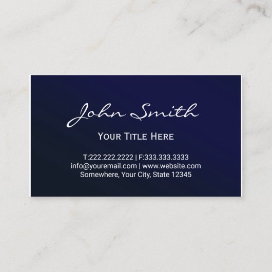 ネイビーエレガントブルーメタリックプロフェッショナル 名刺 (裏面)