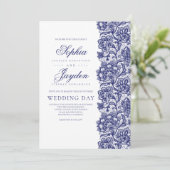 ネイビーエレガントブルーモダンレ結婚ース 招待状 (スタンド正面)