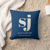 ネイビーエレガントブルーモノグラムイニシャル クッション (ブランケット)