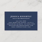 ネイビーエレガントブルーモノグラムスクリプトイニシャル 名刺 (裏面)