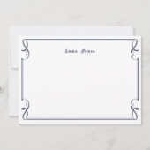 ネイビーエレガントブルーモノグラム縁どパーソナライズされた ノートカード (正面)