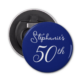 ネイビーエレガントブルーモノグラム50th誕生日パーティー 栓抜き