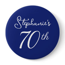 ネイビーエレガントブルーモノグラム70th誕生日パーティー