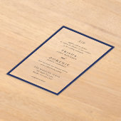 ネイビーエレガントブルーモノグラモダンム結婚ズ アクリル招待状 (レイダウン)