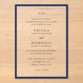 ネイビーエレガントブルーモノグラモダンム結婚ズ アクリル招待状 (正面)