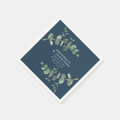 ネイビーエレガントブルーユーカリ結婚プス スタンダードカクテルナプキン (角)