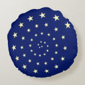 ネイビーエレガントブルーラウンドピロー上のスターズスパイラル ラウンドクッション (裏面)